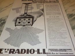 ANCIENNE PUBLICITE TOUTE LA FRANCE  RADIO LL 1927 - Altri & Non Classificati