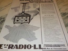 ANCIENNE PUBLICITE TOUTE LA FRANCE  RADIO LL 1927 - Otros & Sin Clasificación
