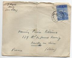 Belgique -1950--Lettre De WELLIN Pour NEUILLY / SEINE--92 (France)- Timbre Seul Sur Lettre..cachet - Brieven En Documenten