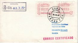 Kuba ATM 1984 Habana - R-Brief Nach Sirnach (rsA) - Viñetas De Franqueo (Frama)