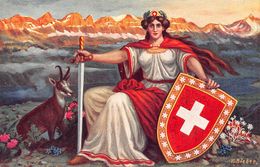 Helvetia - Alpenkönigin Reine Des Alpes - Chamois - Allégorie De La Suisse - Bieder - Cham