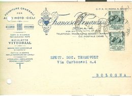 VENANZI FRANCESCO - ROMA,RICAMBI AUTO,MOTO,CICLI-C.P. PRIVATA1953,FORZE ARMATE £.10X2-POSTE ROMA - Matériel Et Accessoires