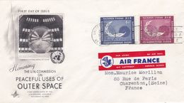 ONU : FDC De New-York De 1962 Pour La France . Etiquette AIR FRANCE - Covers & Documents