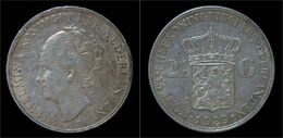 Netherlands Wilhelmina I 2 1/2 Gulden(rijksdaalder)1929 - 2 1/2 Florín Holandés (Gulden)