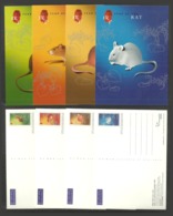 HONG KONG 2008 CHINESE NEW YEAR OF RAT PRE-PAID POSTCARDS MNH - Postwaardestukken