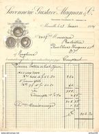 FACTURE 1914 GUSTAVE MAGNAN MARSEILLE SAVONNERIE MARQUE DÉPOSÉES L'ABAT JOUR LA POMME LE POT AU FEU - Droguerie & Parfumerie