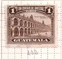 PIA - GUATEMALA - 1929 - Palazzo Nazionale Di Antigua  - (Yv 232) - Guatemala