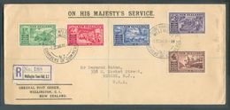 Registered Cover From Wellington Town Hall 1 October 1936 To USA + (back) Label Post And Telegraph Departmrnt NEW ZEALAN - Briefe U. Dokumente