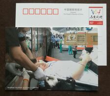 Medical First Aid Train Transfer,CN 09 First Anniversary Album Of Wenchuan Earthquake Disaster Relief Pre-stamped Card - First Aid