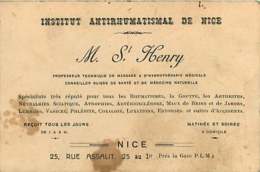 210720 - Carte De Visite Mr ST HENRY Institut Antirhumatismal De NICE 06 25 Rue Assalit - Santé Médecine - Gesundheit, Krankenhäuser