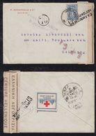 Greece 1919 Double Censor Cover SMYRNA IZMIR Occupation Turkey To CALCUTTA India Red Cross Cinderella - Storia Postale
