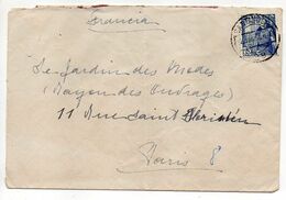 Espagne-1950--Lettre SANTANDER Pour PARIS -75 (France) .. Timbre Seul Sur Lettre ,cachet - Cartas & Documentos