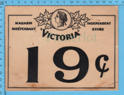 Antique Magasin Général - (recto, Verso ) Etiquette De Carton  De Prix Victorienne  Dans Magasin General Au Canada - Kanada