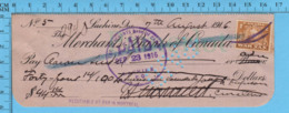 2¢ War Tax Stamp -Me.  J.A. Meunier- Succession J. Furgeson 1916 Cheque, To Aaron. Sondel,  Lachine P. Quebec - Kanada