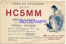 138451 EQUATOR CUENCA RADIO QSO LU7CK YEAR 1949 CIRCULATED TO ARGENTINA NO POSTAL POSTCARD - Radio