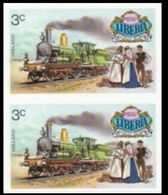 LIBERIA 1973 Victoria Clothes Hat Steam Train Railway 3c IMPERF.PAIR Netherlands-related - Textile