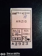 BIGLIETTO - TICKET F.S. - FERROVIE DELLO STATO -  CAMPOLEONE  ANZIO  3a CL 1955 - Europe