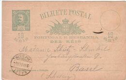 Portugal 1904 Prepaid Postcard To Switzerland - Cartas & Documentos