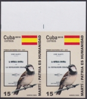 2010.602 CUBA MNH 2010 IMPERFORATED PROOF PAIR 15c JOSE MARTI NEWSPAPER BIRD AVES SPAIN GORRION COMUN. - Non Dentelés, épreuves & Variétés