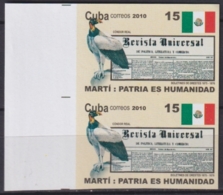 2010.603 CUBA MNH 2010 IMPERFORATED PROOF PAIR 15c JOSE MARTI NEWSPAPER BIRD AVES CONDOR REAL MEXICO. - Imperforates, Proofs & Errors