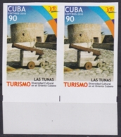 2010.617 CUBA MNH 2010 IMPERFORATED PROOF PAIR WITHOUT COLOR 90c TURISMO TOURISM LAS TUNAS MILITAR CASTLE. - Non Dentelés, épreuves & Variétés