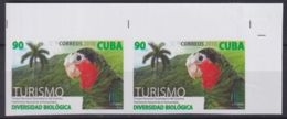 2010.620 CUBA MNH 2010 IMPERFORATED PROOF PAIR TURISMO TOURISM COTORRA BIRD PARROT AVES DIVERSIDAD BIOLOGICA. - Non Dentelés, épreuves & Variétés
