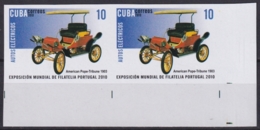 2010.638 CUBA MNH 2010 IMPERFORATED PROOF PAIR 10c EXPO PORTUGAL AUTOS ANTIGUOS OLD CAR POPE-TRIBUNE 1903 - Imperforates, Proofs & Errors