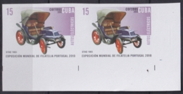 2010.641 CUBA MNH 2010 IMPERFORATED PROOF PAIR 15c EXPO PORTUGAL AUTOS ANTIGUOS OLD CAR STAE 1903. - Imperforates, Proofs & Errors