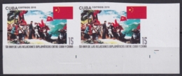 2010.645 CUBA MNH 2010 IMPERFORATED PROOF PAIR 15c 50 ANIV RELACIONES CON CHINA RELATIONSHIP. - Non Dentelés, épreuves & Variétés