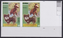 2010.646 CUBA MNH 2010 IMPERFORATED PROOF PAIR 65c PERROS Y EL ARTE DOG CHIHUAGUA ARCHEOLOGY ARQUEOLOGIA. - Non Dentelés, épreuves & Variétés