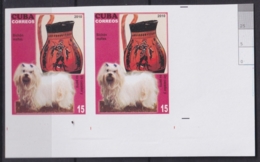 2010.648 CUBA MNH 2010 IMPERFORATED PROOF PAIR 15c PERROS Y EL ARTE DOG BICHON MALTES GREECE ARCHEOLOGY ARQUEOLOGIA. - Non Dentelés, épreuves & Variétés