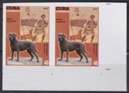 2010.649 CUBA MNH 2010 IMPERFORATED PROOF PAIR 40c PERROS Y EL ARTE DOG MASTIN NAPOLITANO ROMA ARCHEOLOGY ARQUEOLOGIA - Imperforates, Proofs & Errors