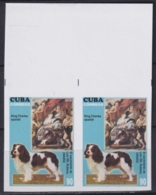 2010.650 CUBA MNH 2010 IMPERFORATED PROOF PAIR 90c PERROS Y EL ARTE DOG KING CHARLES SPANIEL RUBENS. - Non Dentelés, épreuves & Variétés