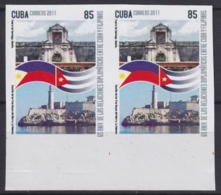 2011.435 CUBA MNH 2011 IMPERFORATED PROOF PAIR 85c 65 ANIV RELACIONES DIPLOMATICAS CON FILIPINAS PHILIPPINES. - Imperforates, Proofs & Errors