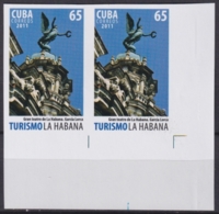 2011.450 CUBA MNH 2011 IMPERFORATED PROOF PAIR 65c TURISMO TOURISM CENTRO GALLEGO TEATRO GARCIA LORCA. - Imperforates, Proofs & Errors