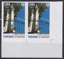 2011.453 CUBA MNH 2011 IMPERFORATED PROOF PAIR 10c TURISMO TOURISM EL TEMPLETE DE LA HABANA VERMAY ART. - Imperforates, Proofs & Errors