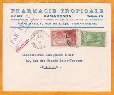 1938 - Enveloppe PAR AVION De Tananarive Vers Paris - Affrt  3f 65 Laborde Et Galiéni - Cad Arrivée - Cartas & Documentos