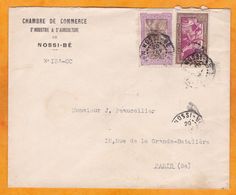1939 - Enveloppe PAR AVION De Nossi Be Vers Paris - Affrt  3f 65 Laborde Et Galiéni - Cad Arrivée - Storia Postale