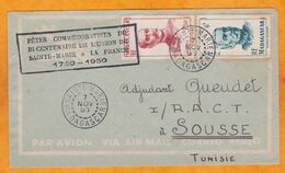 1950 - Enveloppe PAR AVION De Sainte Marie Madagascar Vers Sousse, Tunisie - Union Ste Marie Et France - Storia Postale