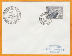 1959 - Enveloppe De Manakara, Fianarantsoa Vers Paris -  Foire  - Affranchissement 10 F FIDES Canal Des Pangalanes - Brieven En Documenten
