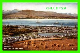 GREENOCK, SCOTLAND - VIEW OF GREENOCK AND TAIL OF THE BANK - VALENTINE'S - WRITTEN IN 1943 - WATER COLOUR BRIAN GERALD - - Renfrewshire