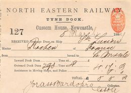 NORTH EASTERN RAILWAY TYNE DOCK RECU  1884  3 MATS ST LUCIEN  CAPITAINE ROCHER - Reino Unido