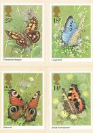 GB GREAT BRITAIN 1981 MINT PHQ CARDS BUTTERFLIES No 51 LARGE BLUE PEACOCK SMALL TORTOISESHELL CHEQUERED SKIPPER INSECTS - PHQ Karten