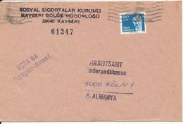 Turkey Cover Sent Air Mail To Germany Single Franked - Cartas & Documentos