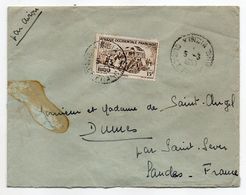 AOF--1953-- Lettre De KINDIA  Pour  SAINT SEVER--40 (France) ---timbre Seul Sur Lettre ..cachet. - Lettres & Documents