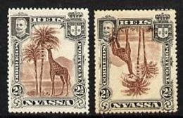 Nyassa Company 1901, Giraffe 2.5r With Inverted Centre Plus Normal Both Mounted Mint - Fehldrucke