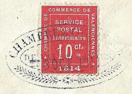 France N°1 Chambre De Commerce De Valencienne Sur Lettre Cote 650€ - Francobolli Di Guerra