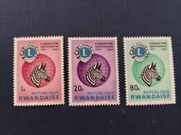 Ruanda, Set Di 3 Francobolli, 50° Anniversario Lions 1917-1967 - Andere & Zonder Classificatie