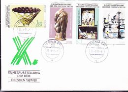 DDR GDR RDA - Kunstausstellung Der DDR (MiNr: 3124/7) 1987 - FDC Ortsstempel Eisenach - 1981-1990