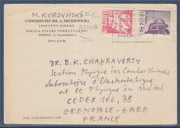 Carte 2 Timbres Pologne, 15.2.72 Vers Grenoble - Briefe U. Dokumente